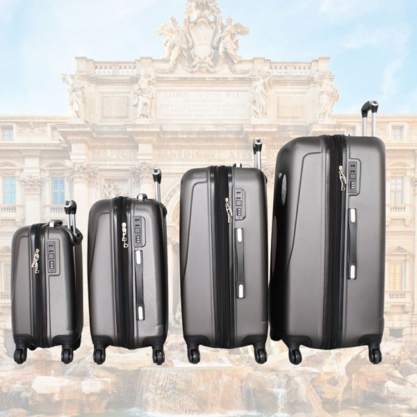 НОВО: 4бр Куфари 1217-4 BLOSSOM  ABS,четири въртящи колелца, заключване с цифров шифър, комплект 4бр. цвят Вишна